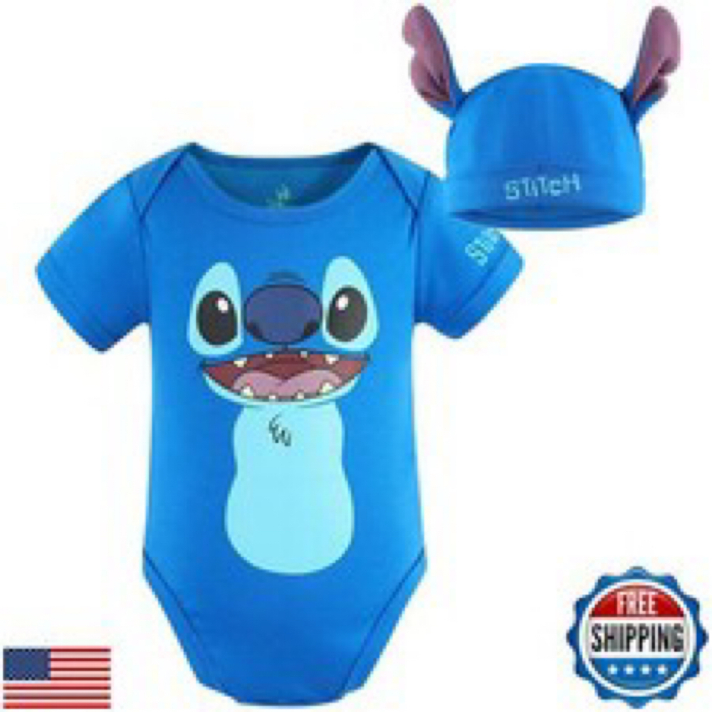 Disney Lilo and Stitch Baby Boys’ Bodysuit Costume  and Cap Size 3 Months